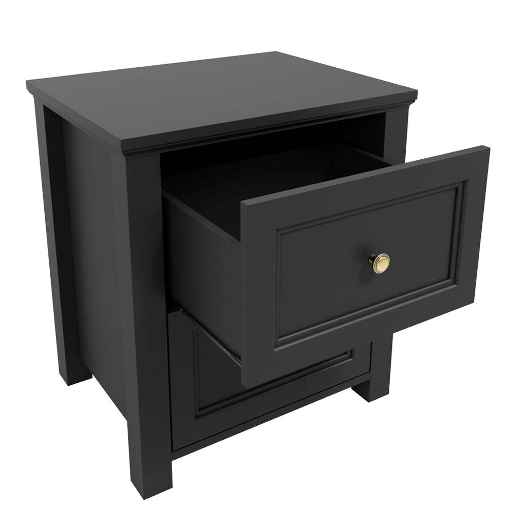 Harry Christian Home Black And Gold Handle Elegance Bedside Cabinet
