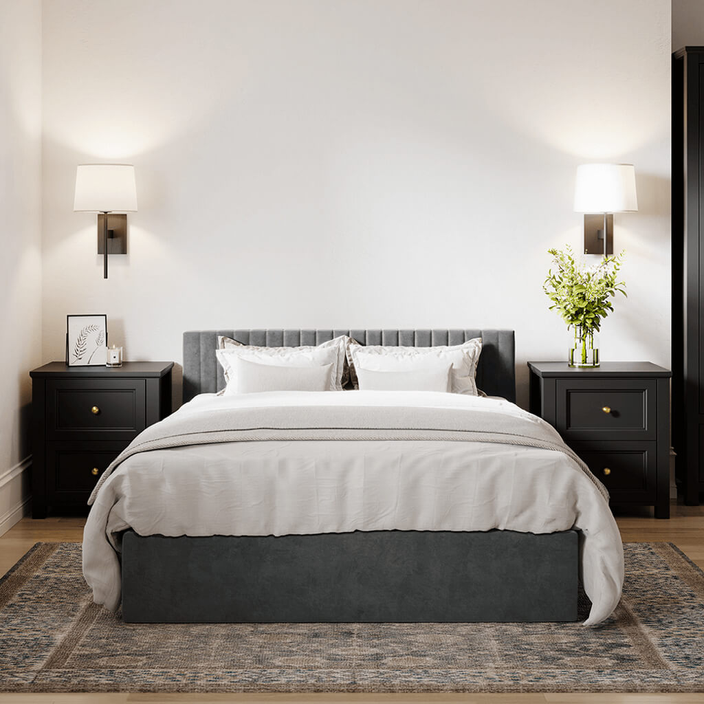 Harry Christian Home Black And Gold Handle Elegance Bedside Cabinet