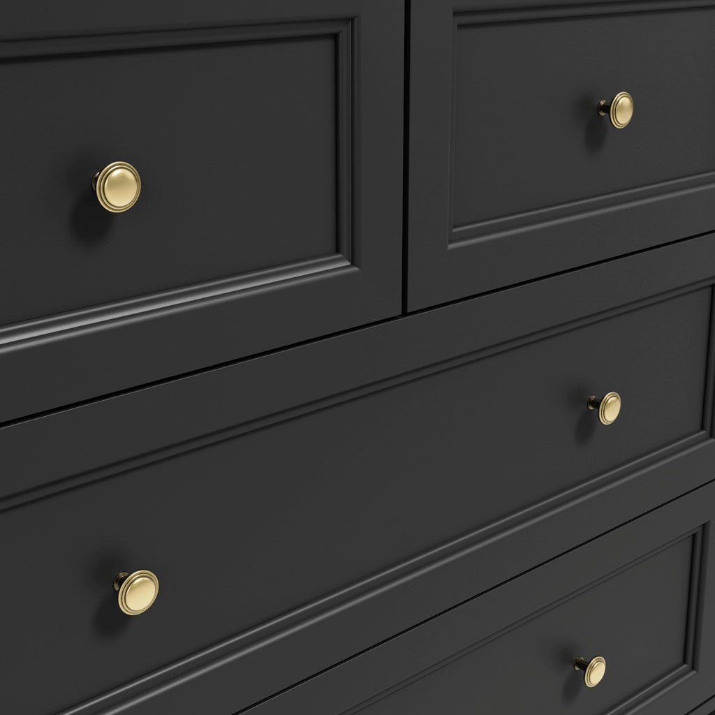 Harry Christian Home Elegance Chest Of Drawers In Black With Gold Handles