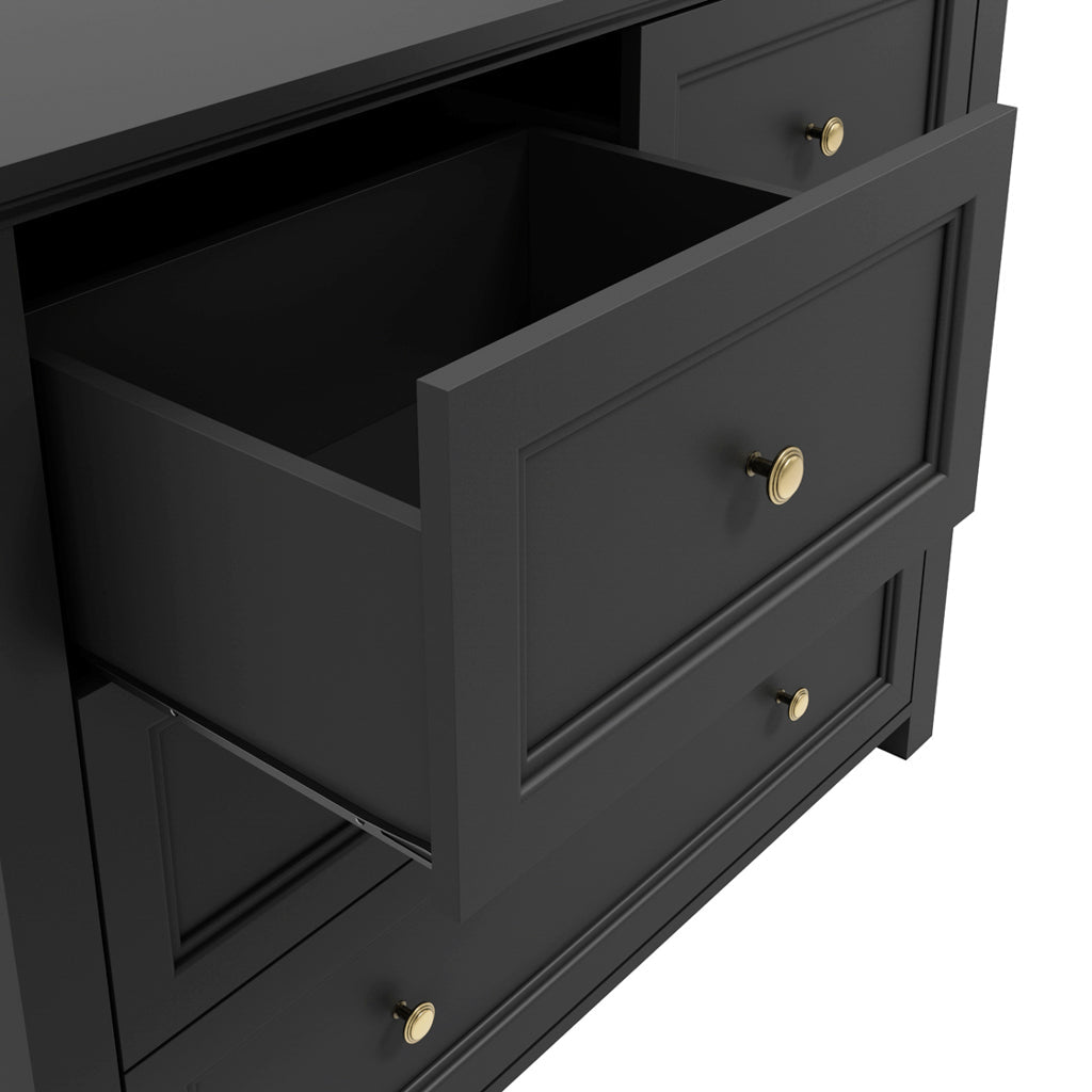 Harry Christian Home Elegance Chest Of Drawers In Black With Gold Handles