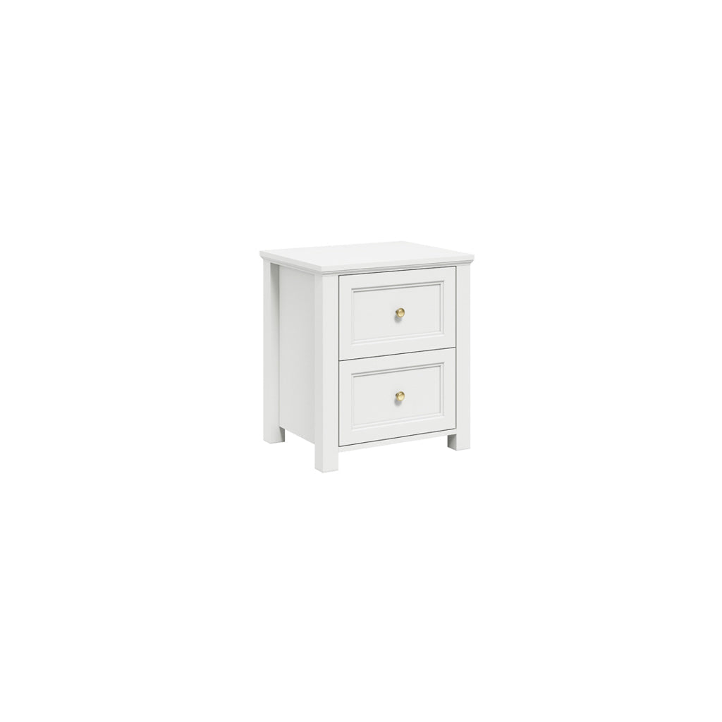 Harry Christian Home White And Gold Handle Elegance Bedside Cabinet
