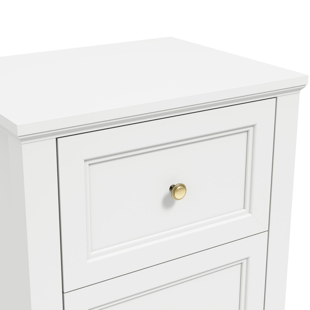 Harry Christian Home White And Gold Handle Elegance Bedside Cabinet