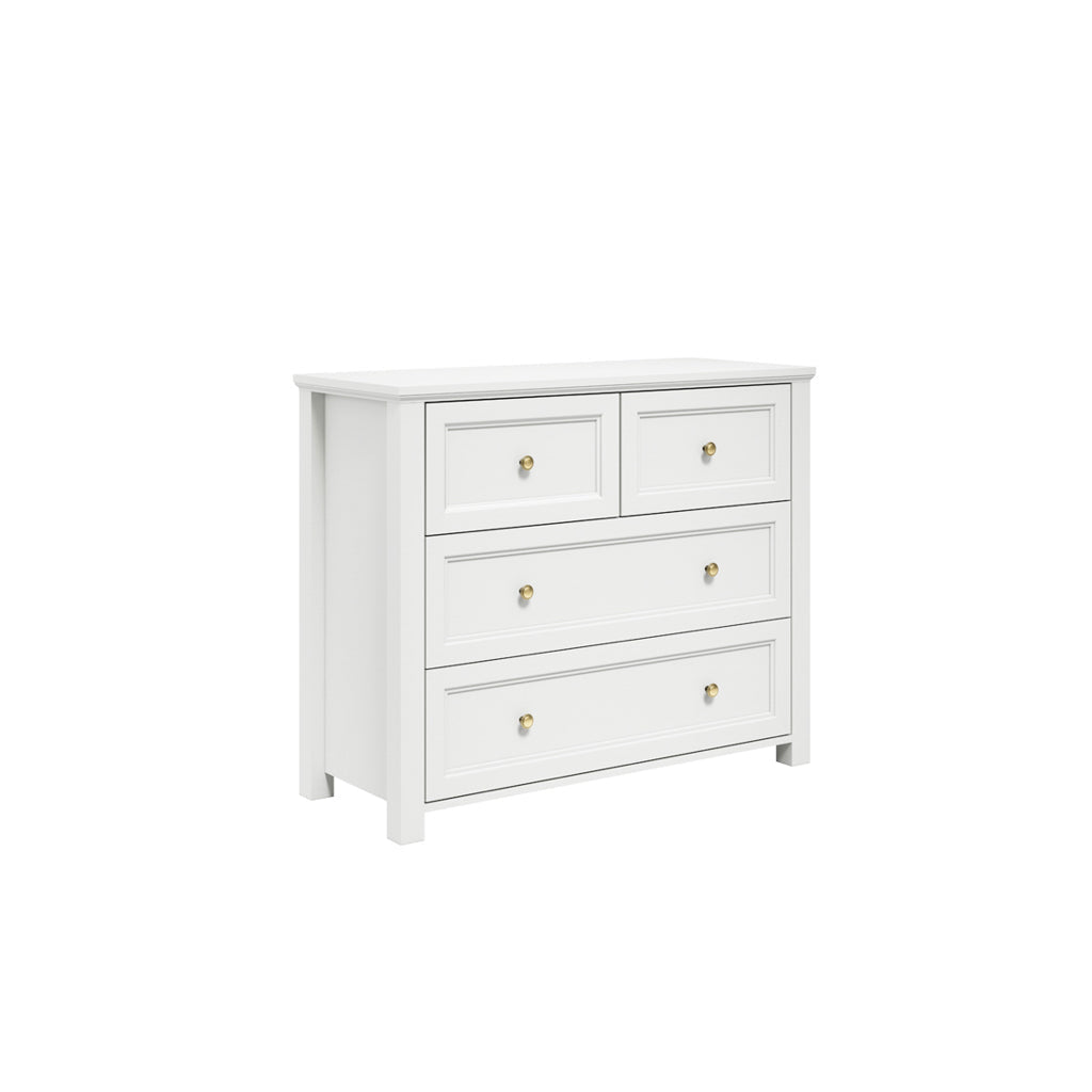 Harry Christian Home Elegance Chest Of Drawers In White With Gold Handles