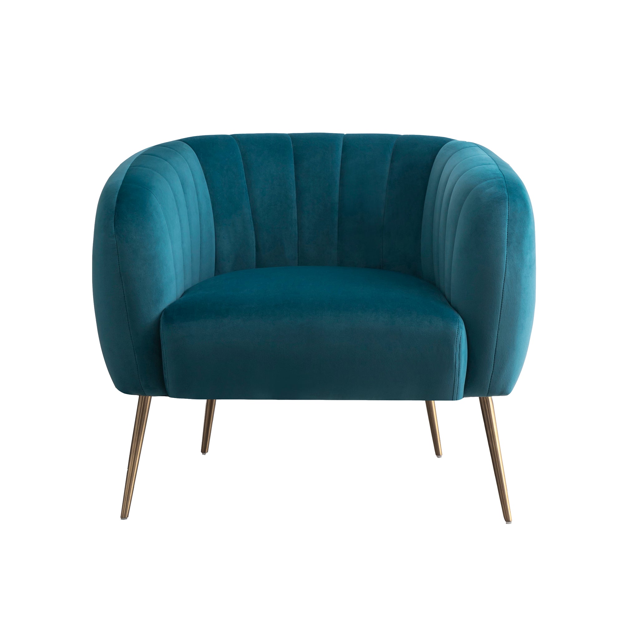 Teal Velvet Armchair with Gold Legs