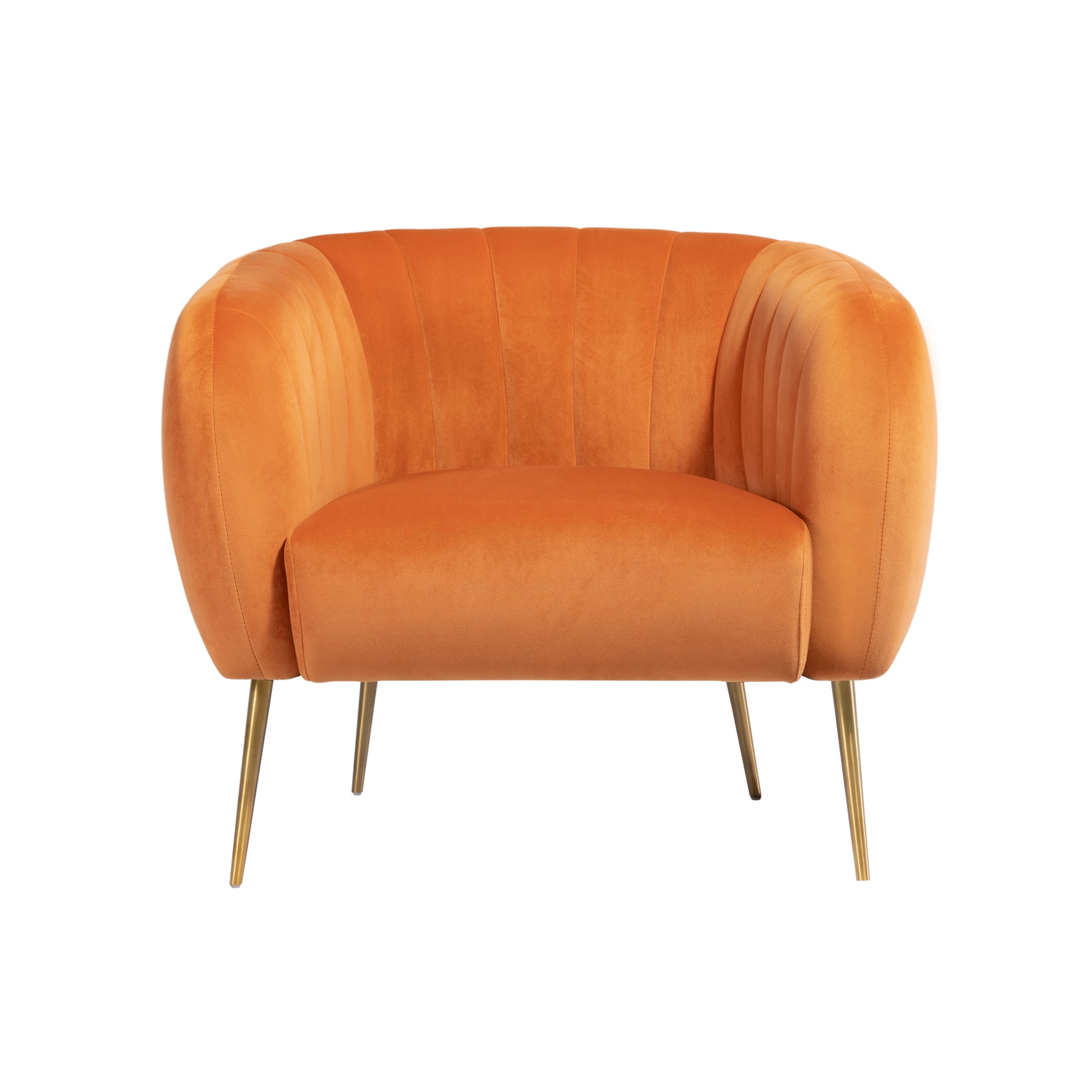 Orange Velvet Armchair with Gold Legs