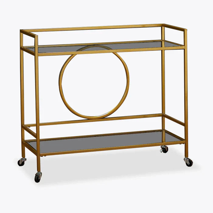 Harry Christian Home Gold Art Deco Rectangular Drinks Trolley