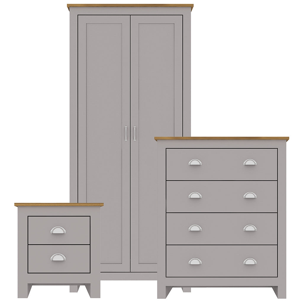 Harry Christian Home Grey And Oak Three Piece Bedroom Furniture Set