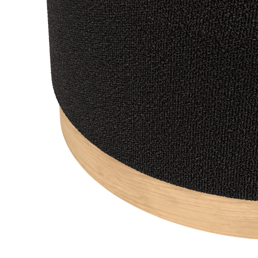 Harry Christian Home Black Large Pouffe With Oak Base