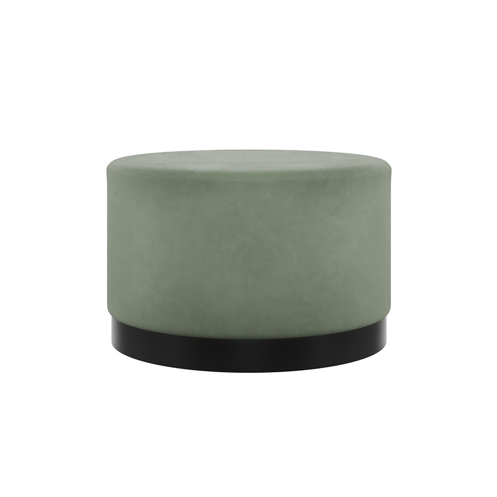 Harry Christian Home Sage Velvet Large Pouffe With Black Base