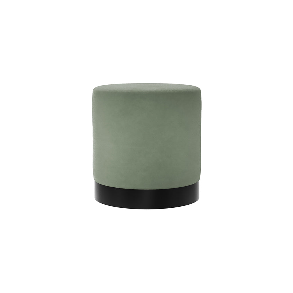 Harry Christian Home Sage Velvet Small Pouffe With Black Base