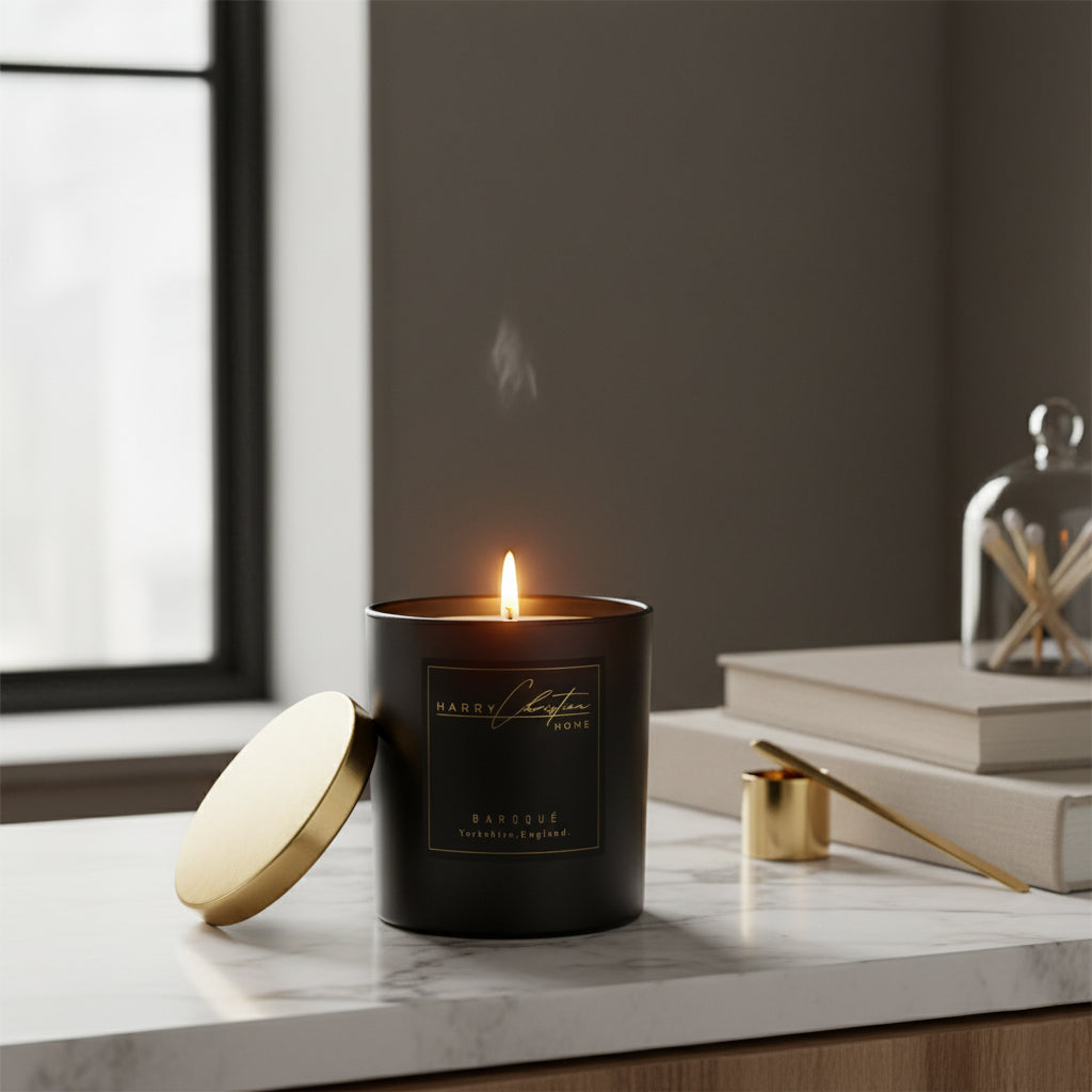 Black & Gold Candle and Reed Diffuser Gift Set