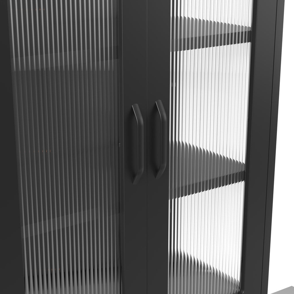 Harry Christian Home Black Modern Industrial Style Display Cabinet