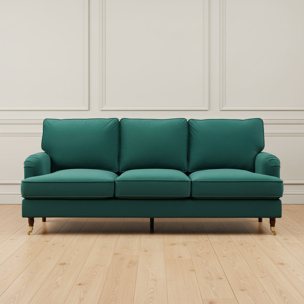 OLIVIA 3 SEATER SOFA FOREST GREEN VELVET BY HARRY CHRISTIAN HOME