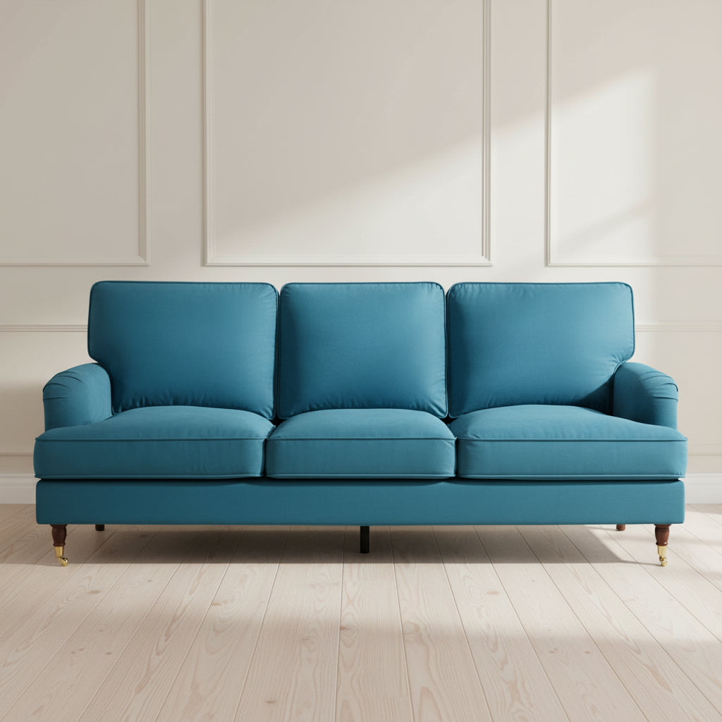 OLIVIA 3 SEATER SOFA IN TEAL VELVET BY HARRY CHRISTIAN HOME