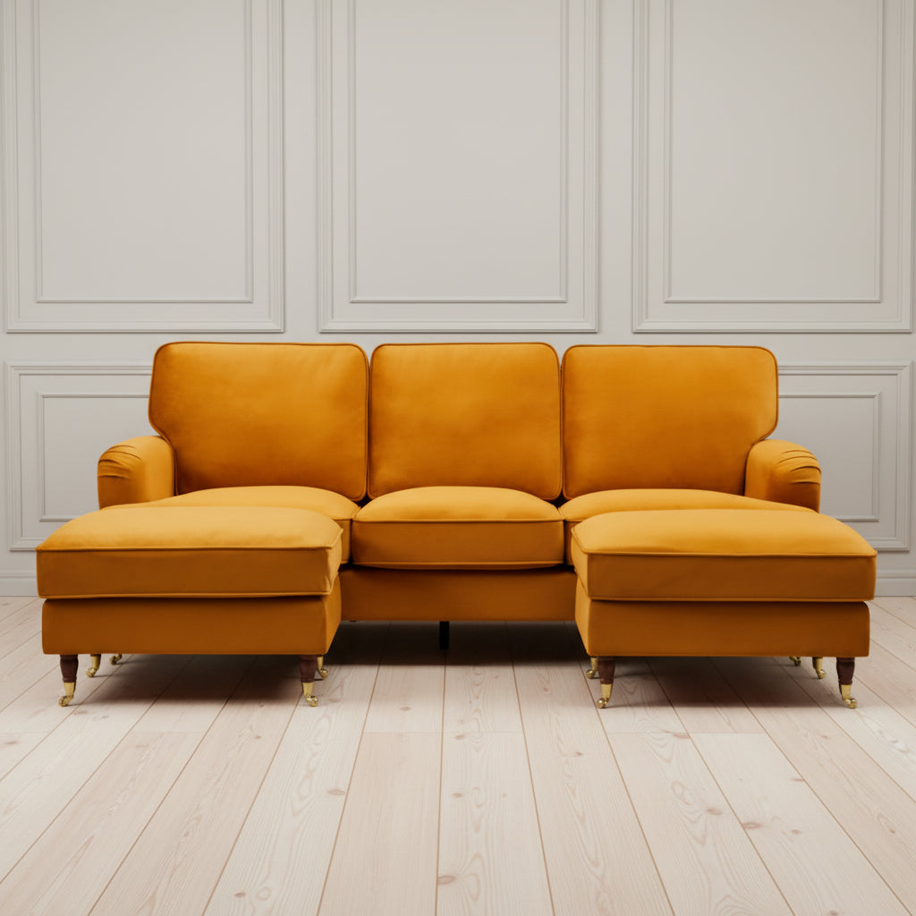 OLIVIA U SHAPE SOFA IN BURNT ORANGE BY HARRY CHRISTIAN HOME