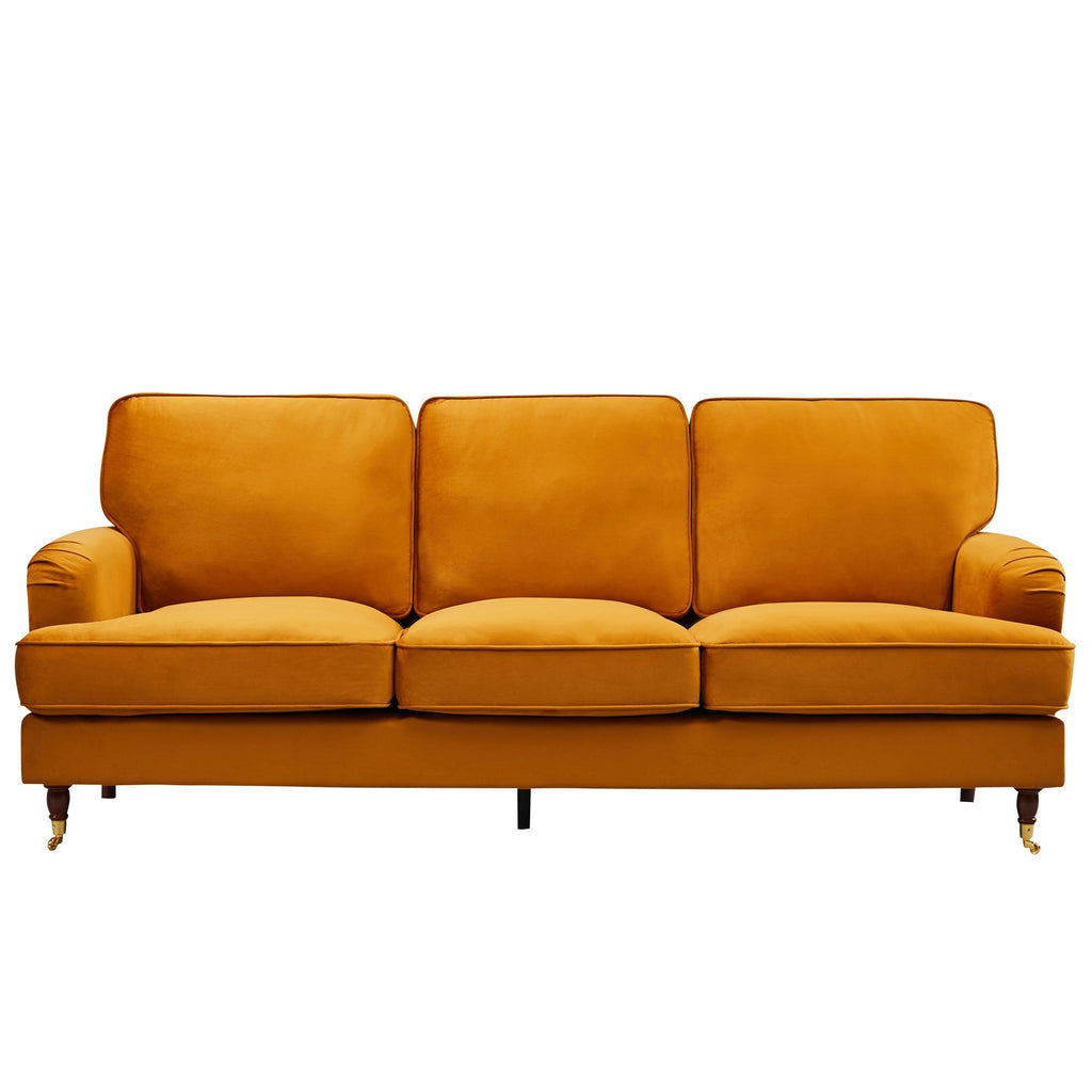 Olivia 3 Seater Sofa in Burnt Orange Velvet by Harry Christian Home