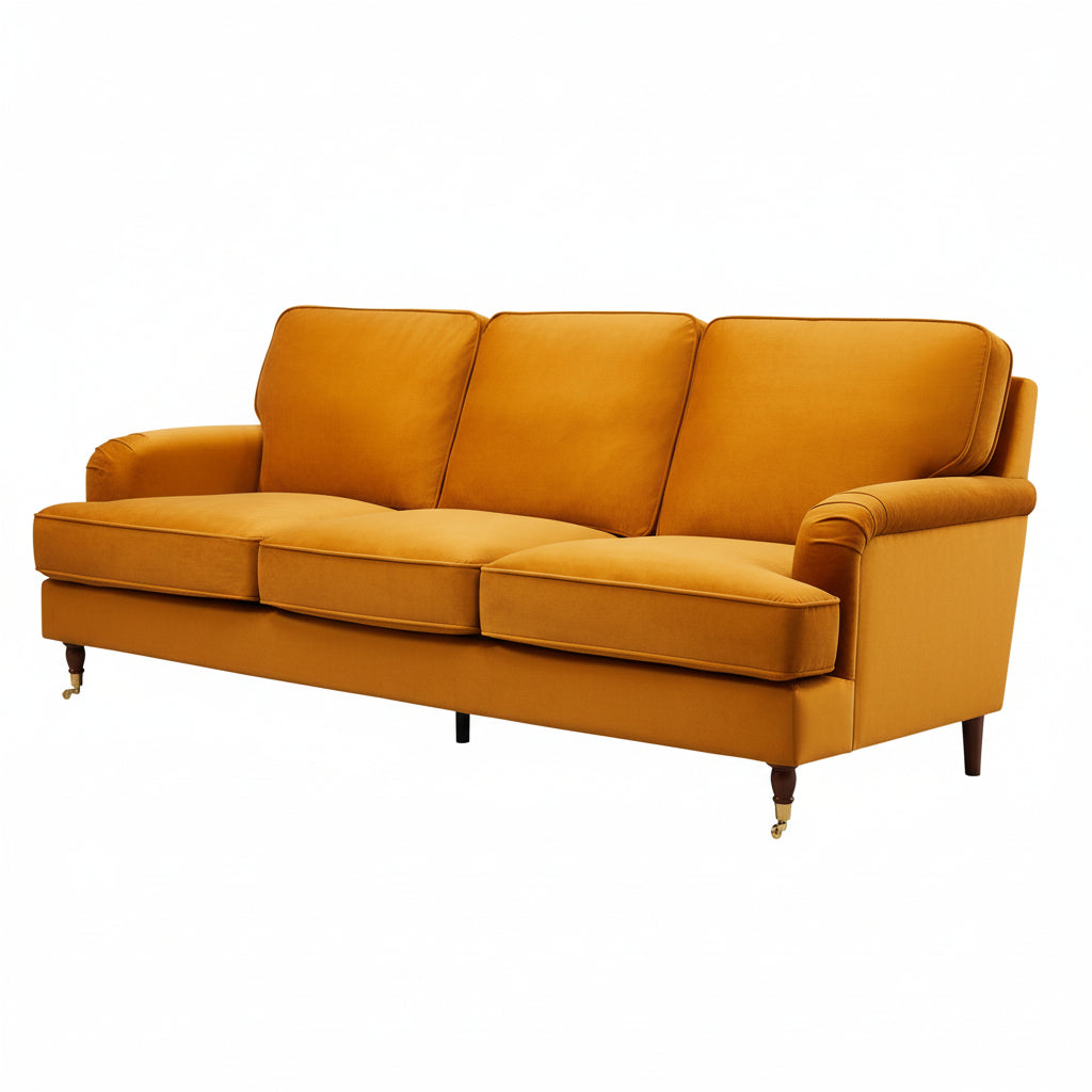 Olivia 3 Seater Sofa in Burnt Orange Velvet by Harry Christian Home