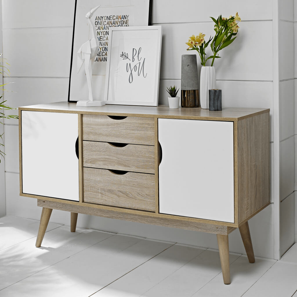 Harry Christian Home Light Oak & White Sideboard