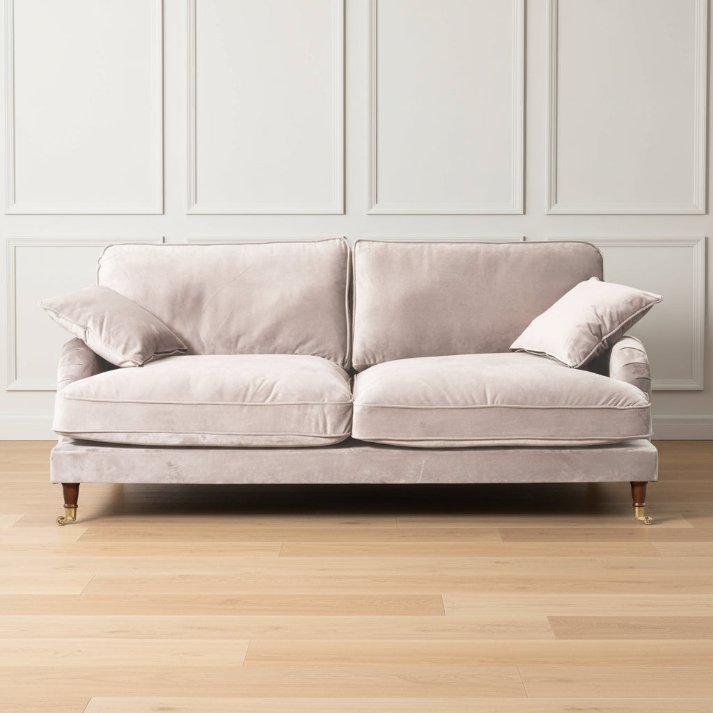 Silver Velvet 4 Seater Sofa
