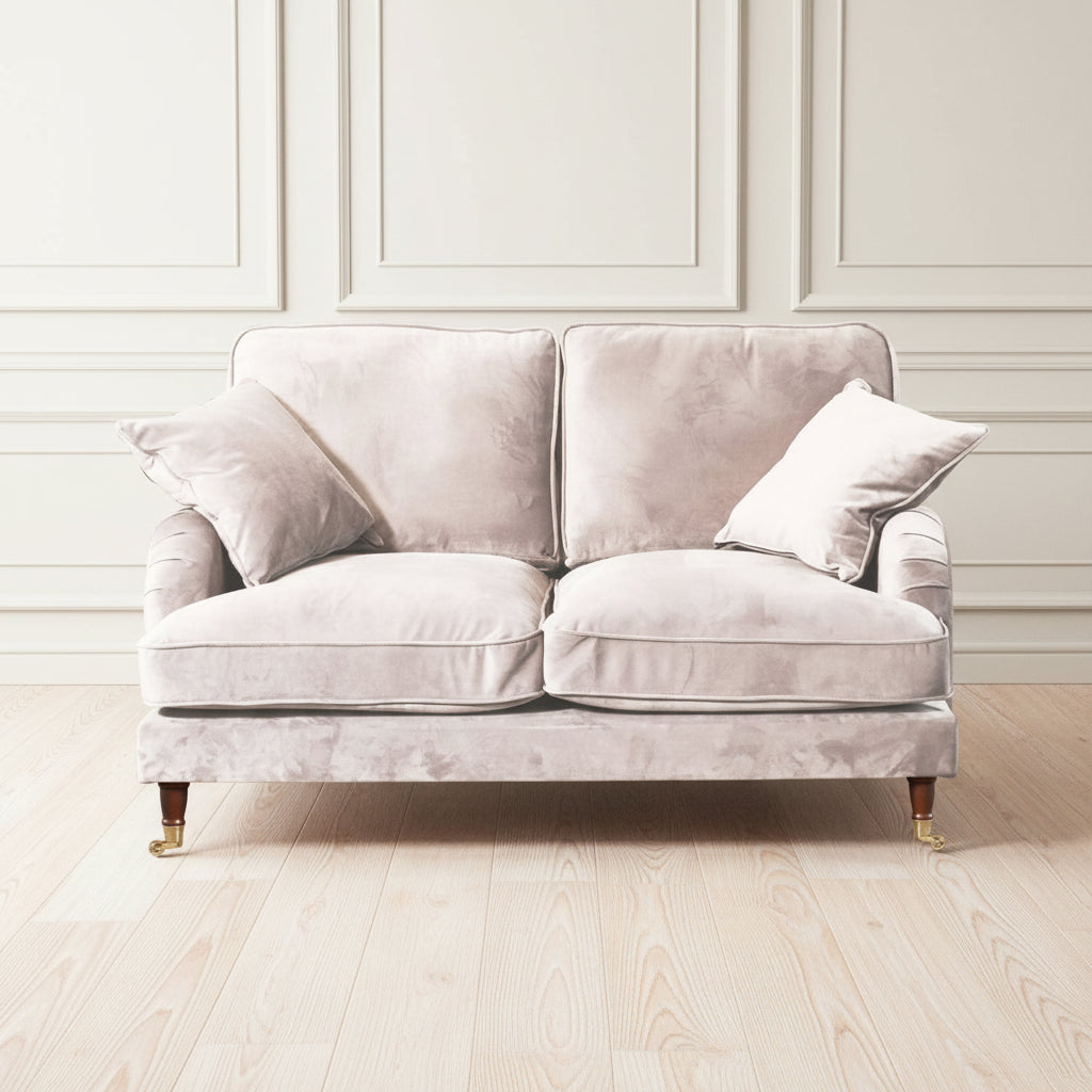 Silver Velvet Upholstered 2 Seater Sofa