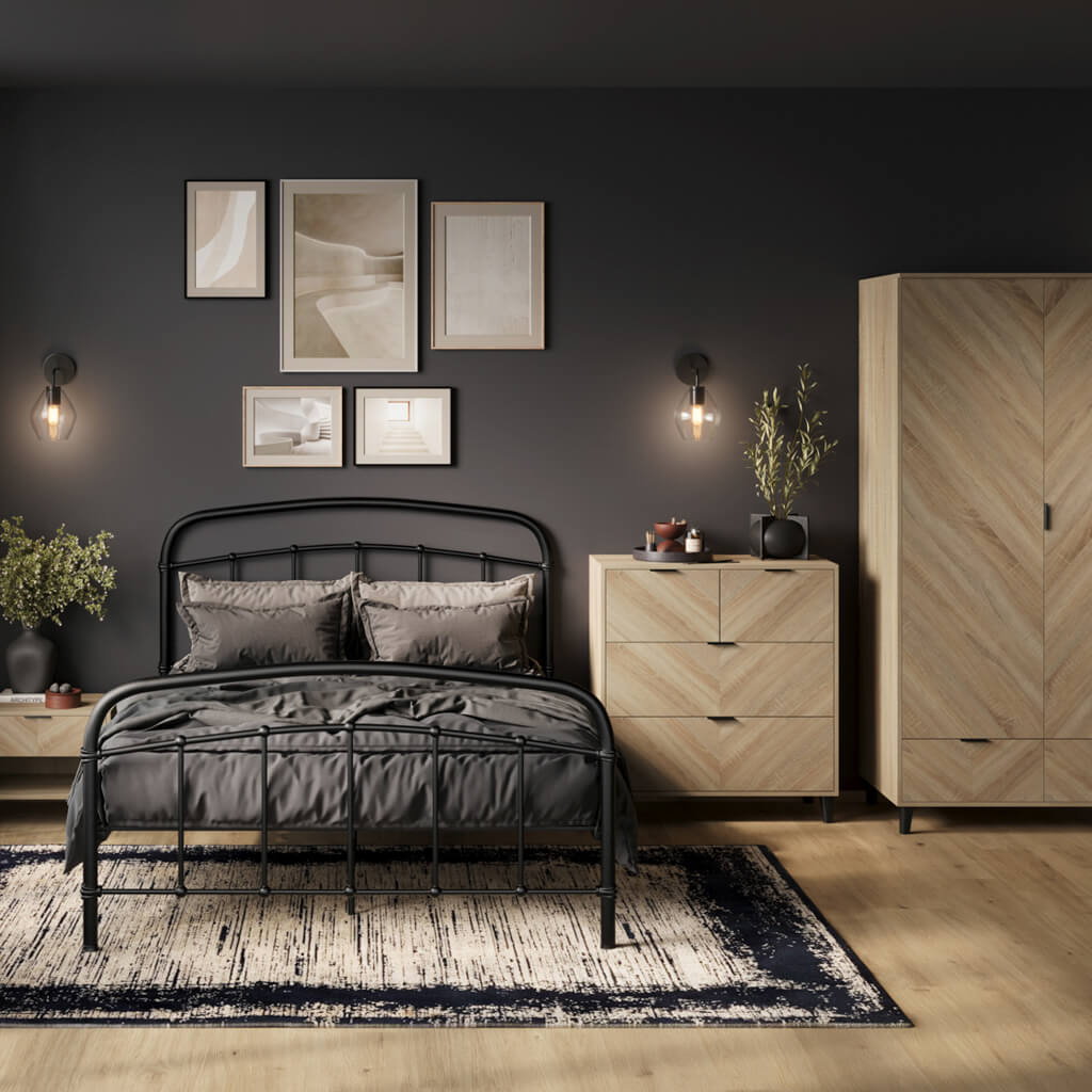 Harry Christian Home Chevron Bedside Cabinet