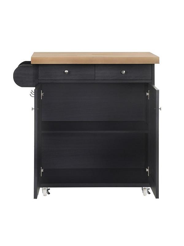Harry Christian Home Black Kitchen Island With Oak Top