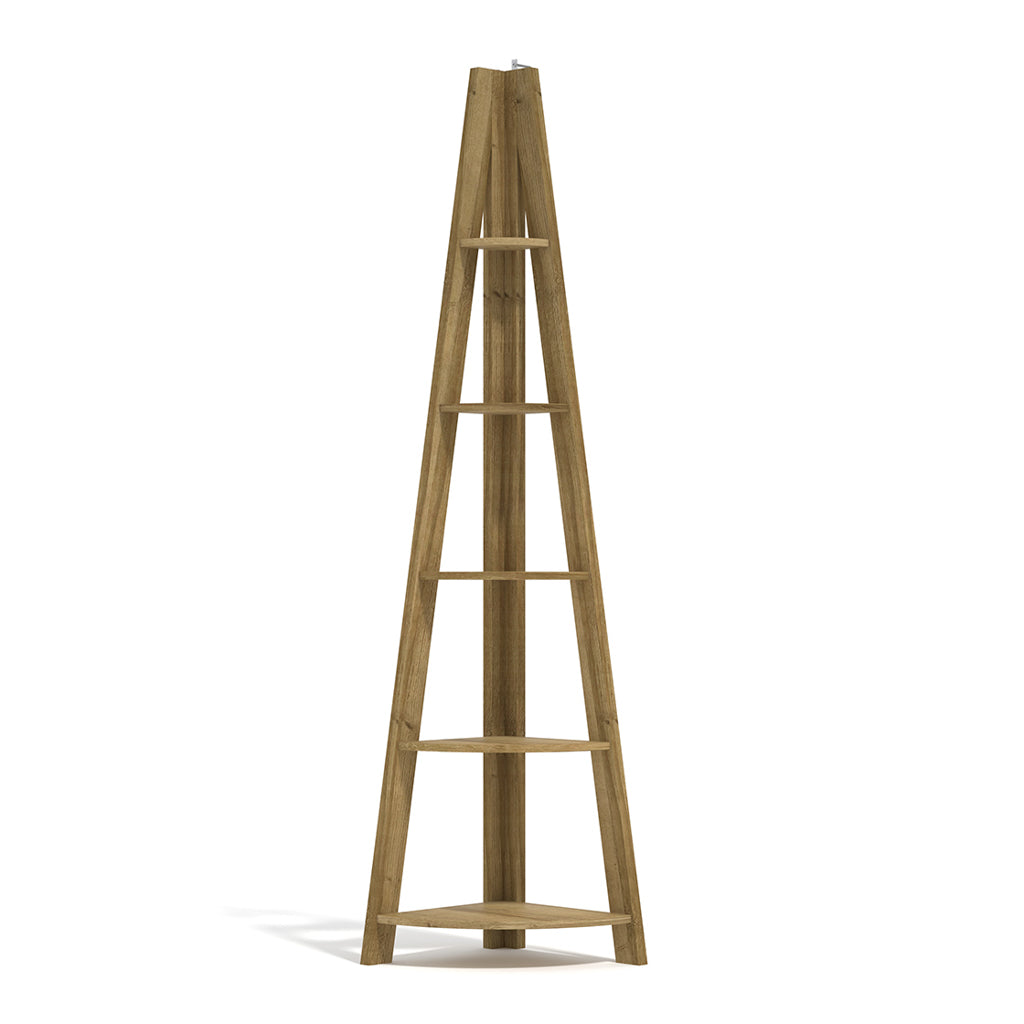 Harry Christian Home Essential Oak Corner Ladder Shelving