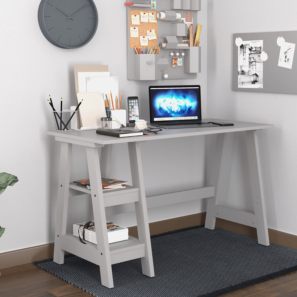 Harry Christian Home Essential Grey Workstation Desk
