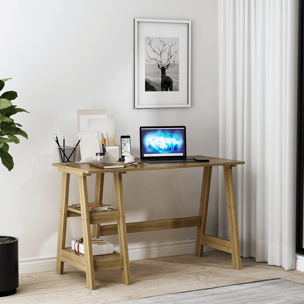 Harry Christian Home Essential Oak Workstation Desk