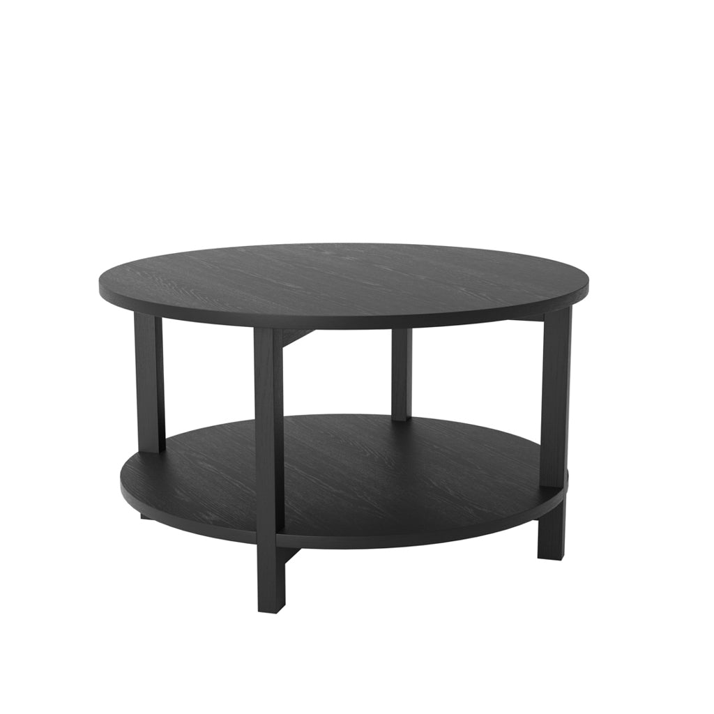 Harry Christian Home Black Round Wooden Coffee Table