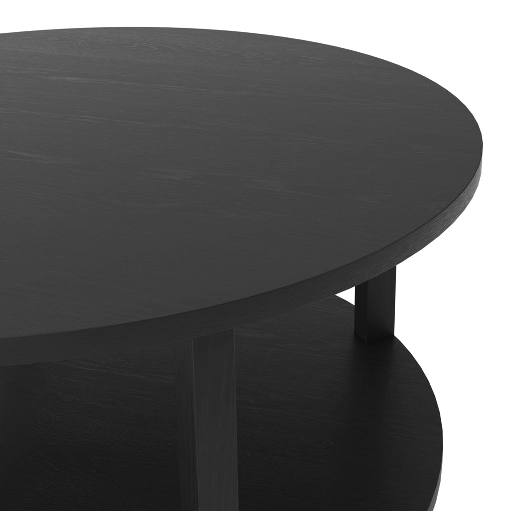 Harry Christian Home Black Round Wooden Coffee Table