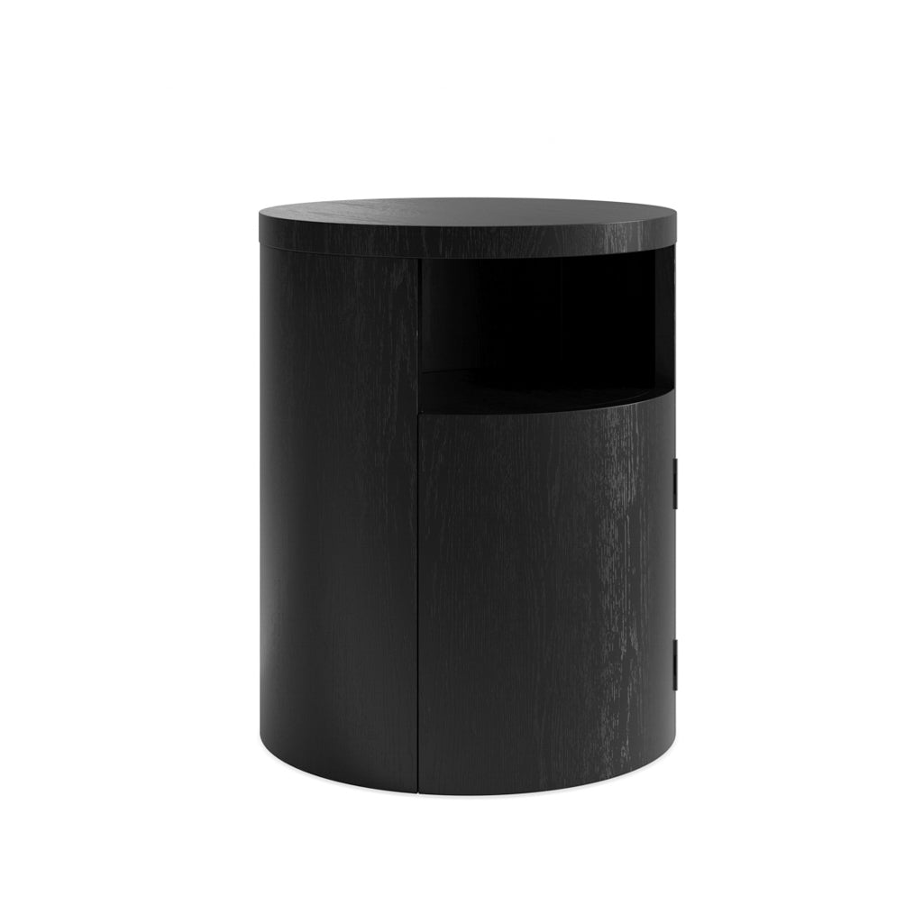 Harry Christian Home Black Cylindrical Bedside Cabinet