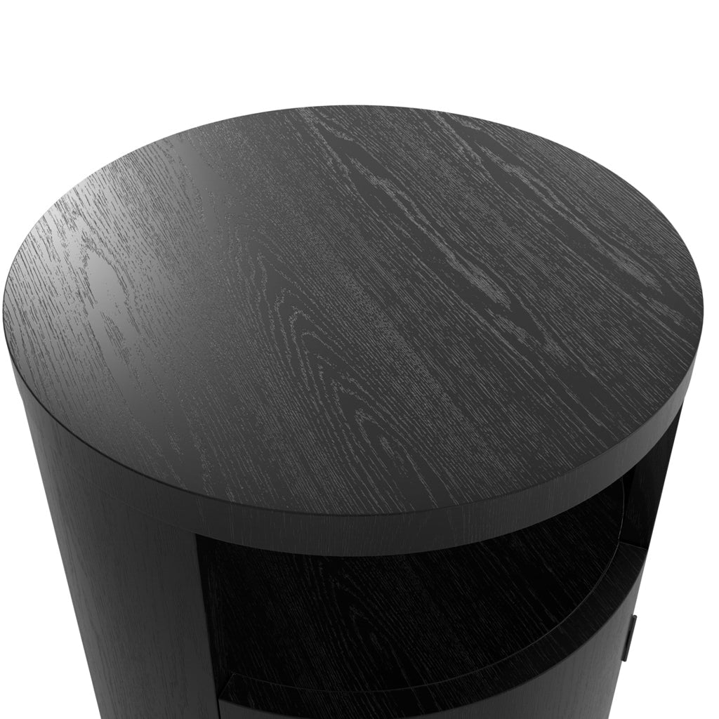 Harry Christian Home Black Cylindrical Bedside Cabinet
