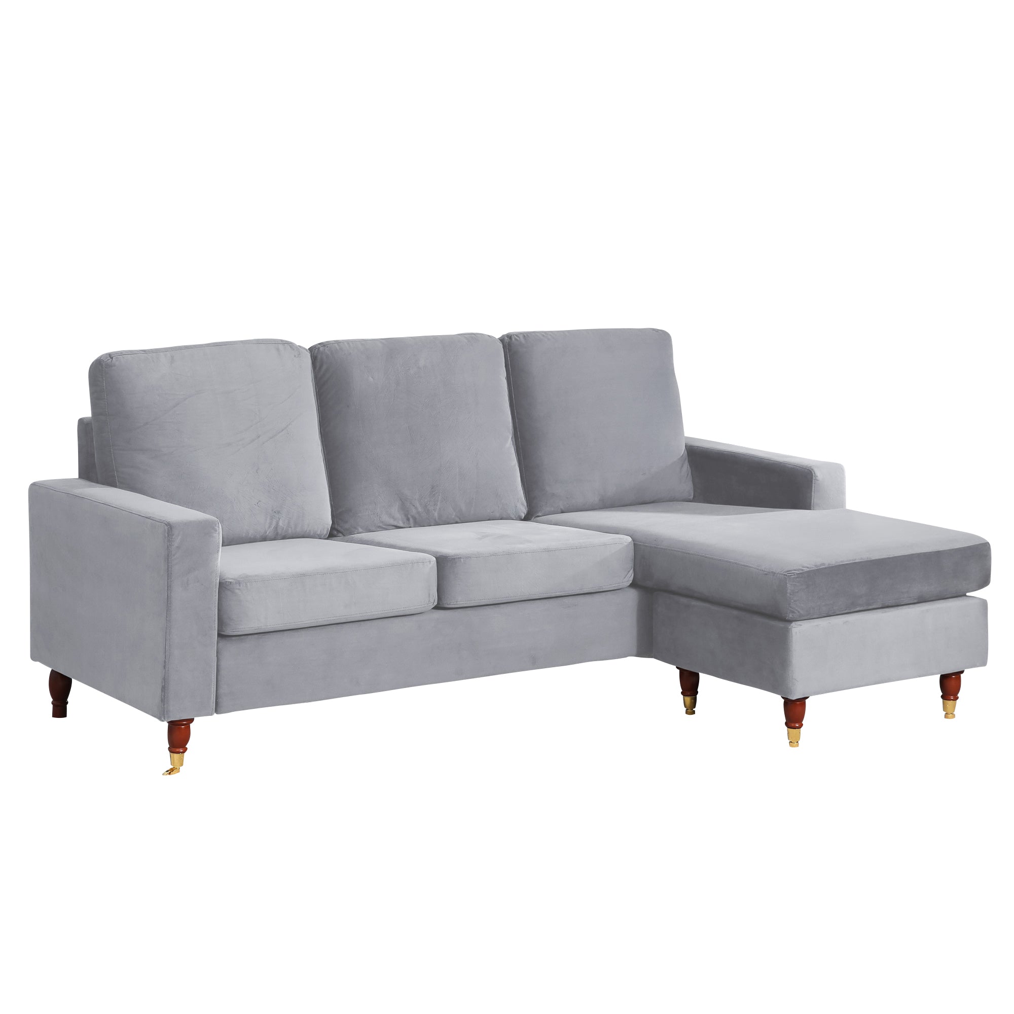 Grey Velvet Universal Corner Sofa