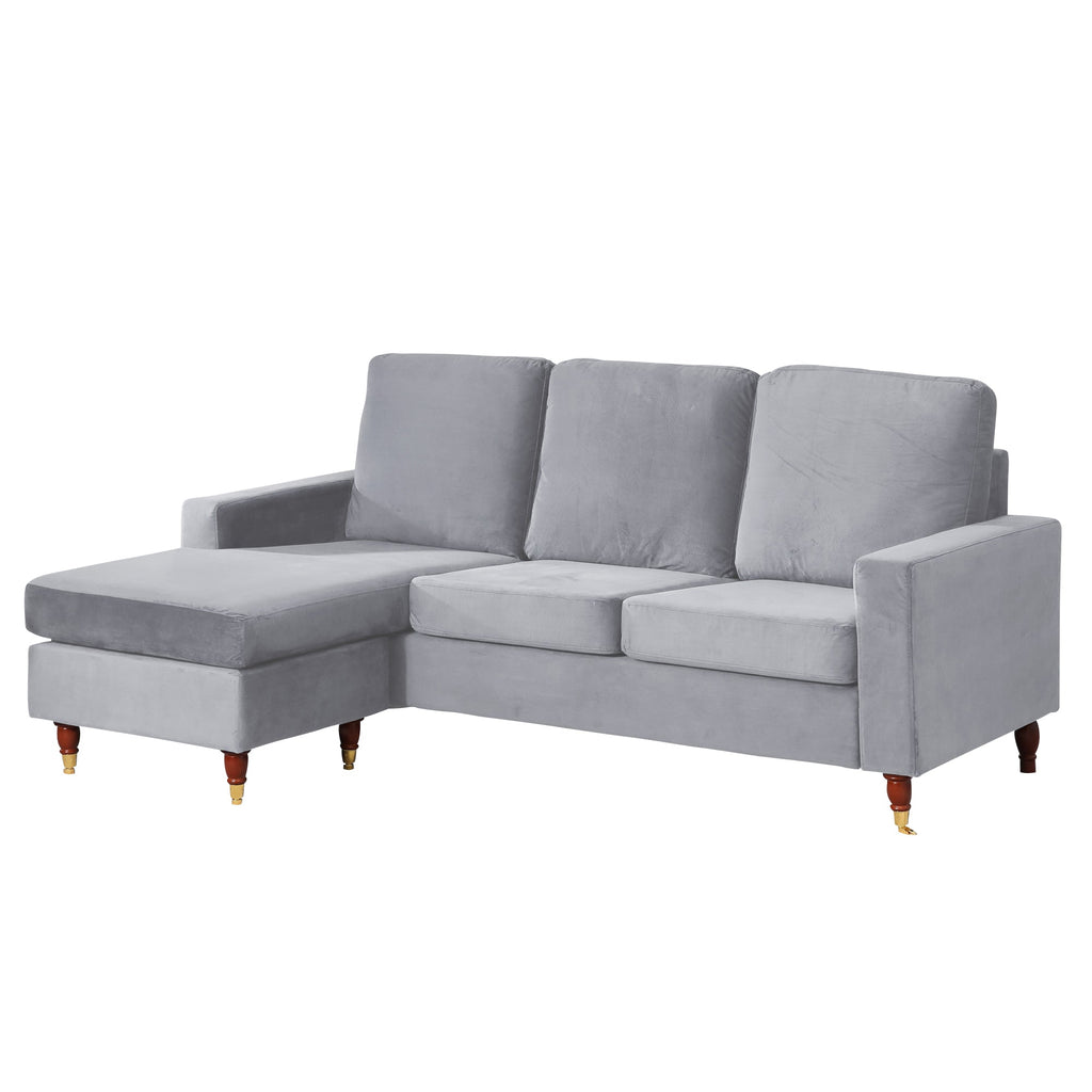 Grey Velvet Universal Corner Sofa