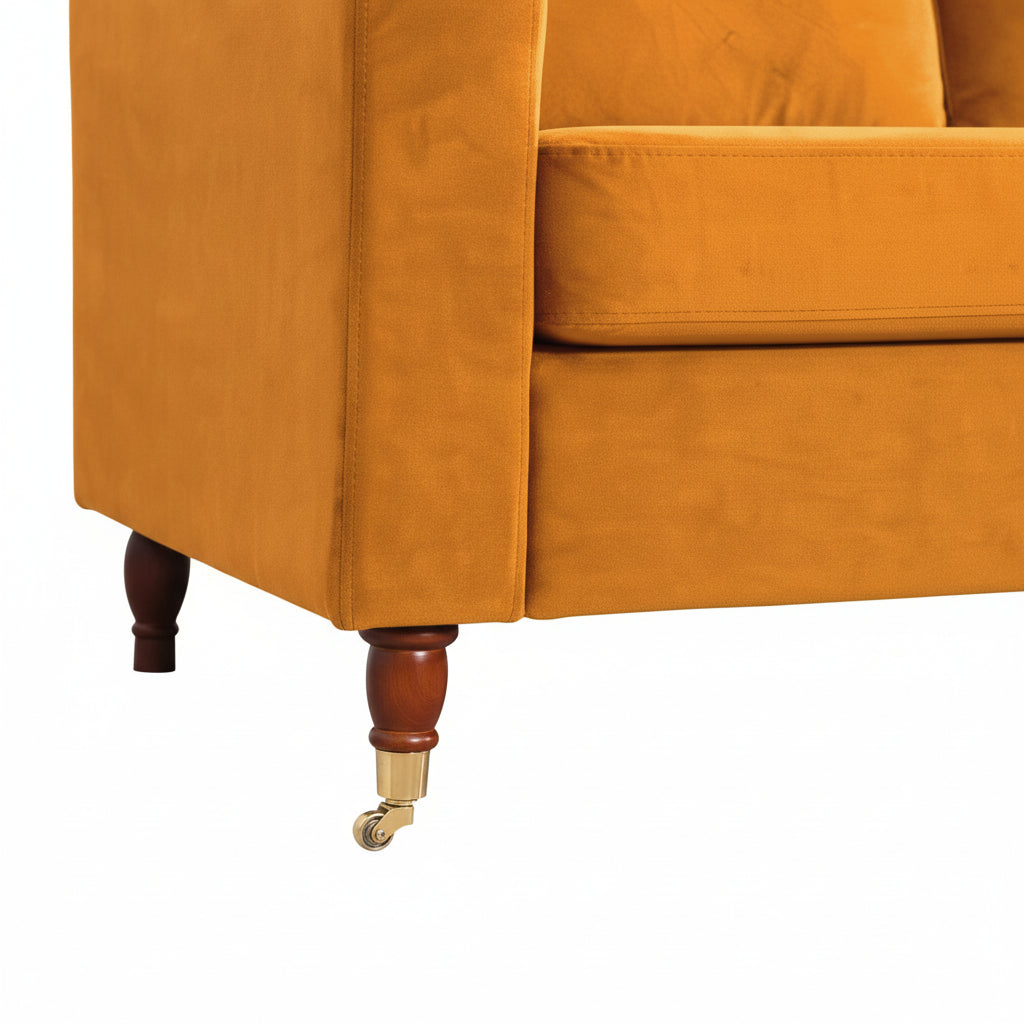 Orange Velvet Universal Corner Sofa