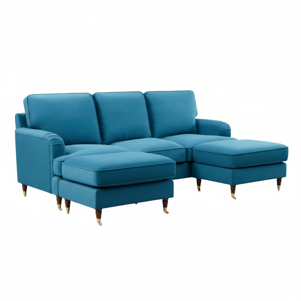 Olivia Teal Velvet U Shape Sofa by Harry Christian Home