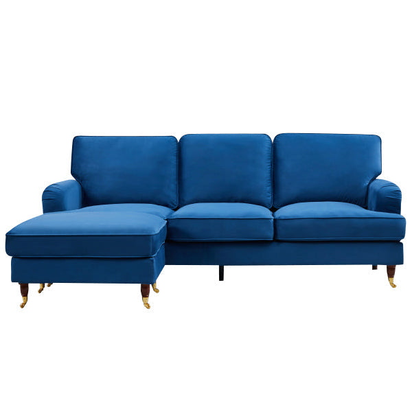 Olivia Royal Blue Universal L Shape Corner Sofa by Harry Christian Home