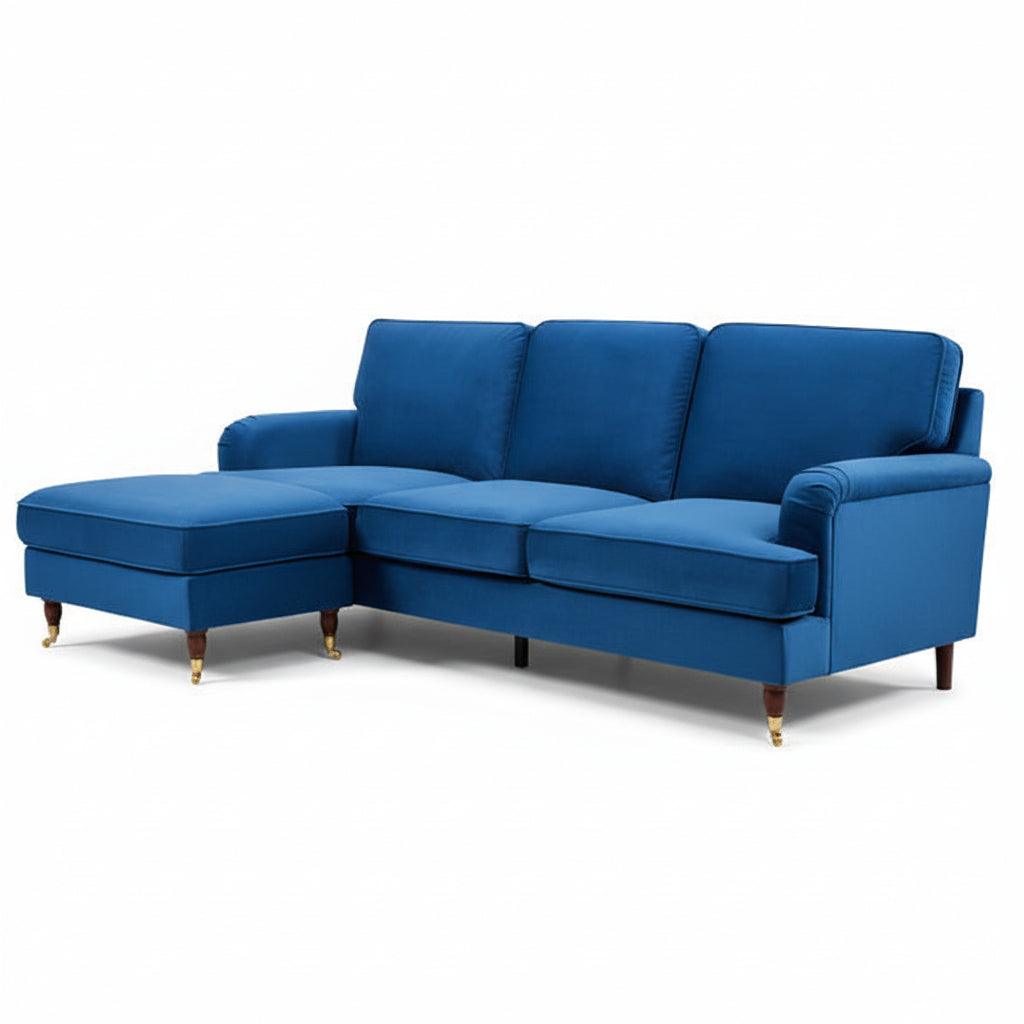 Olivia Royal Blue Universal L Shape Corner Sofa by Harry Christian Home