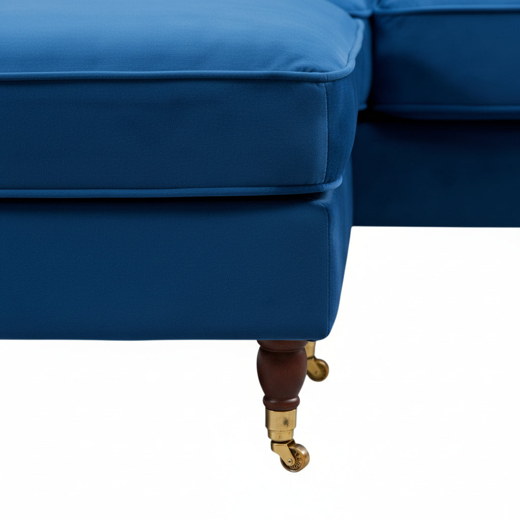 Olivia Royal Blue Velvet U Shape Sofa by Harry Christian Home