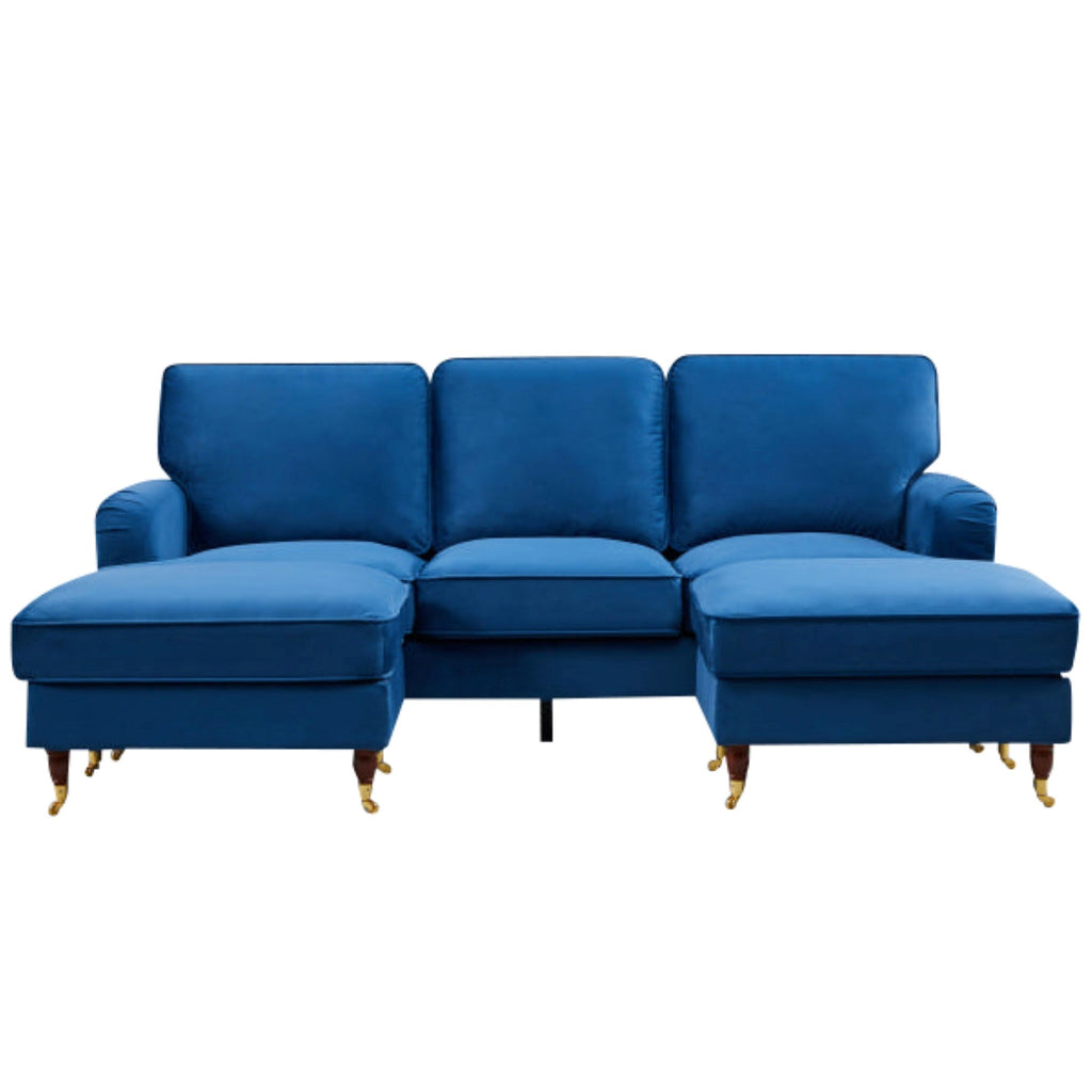 Olivia Royal Blue Velvet U Shape Sofa by Harry Christian Home