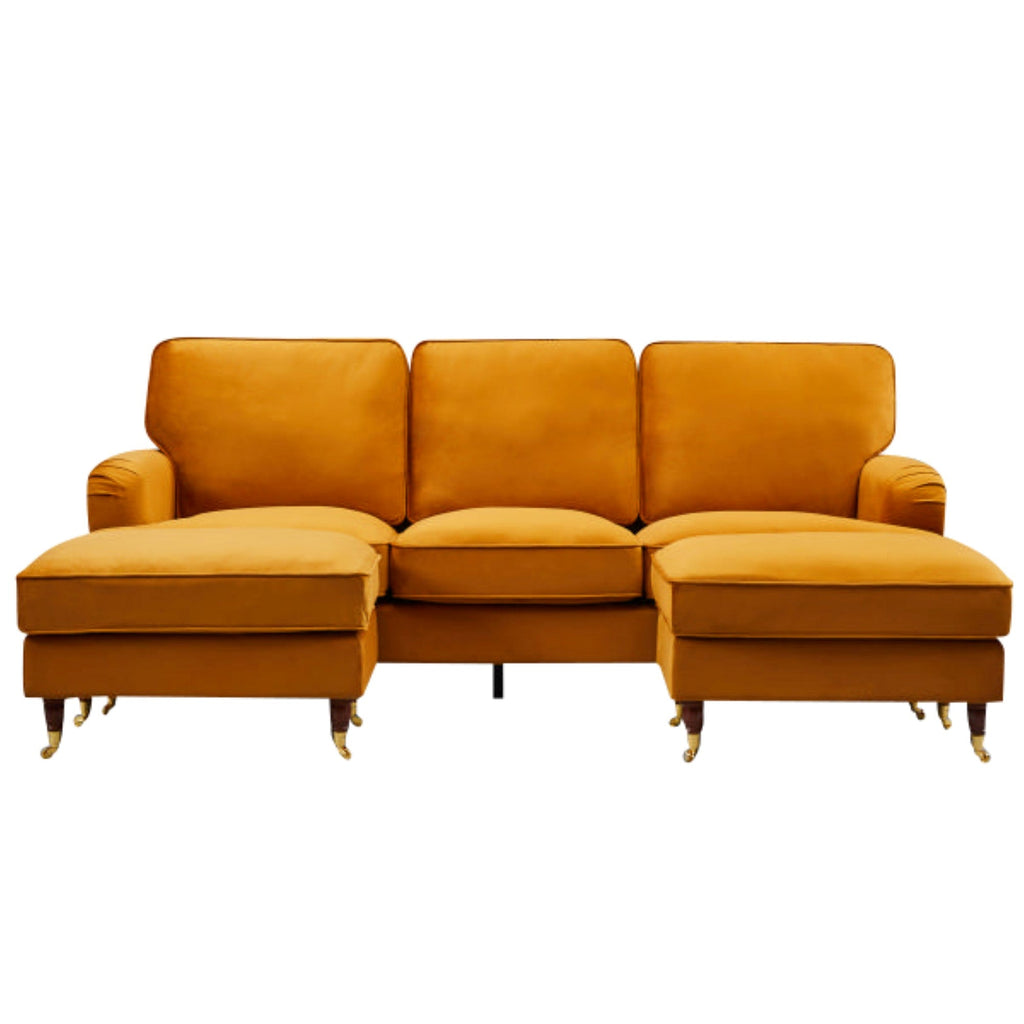 Olivia Burnt Orange Velvet U Shape Sofa by Harry Christian Home