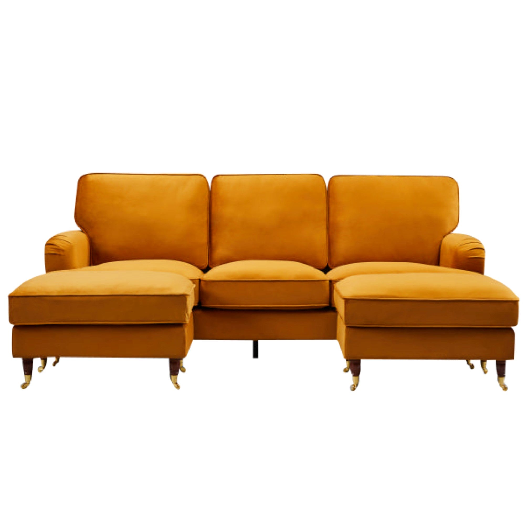 Olivia Burnt Orange Velvet U Shape Sofa by Harry Christian Home