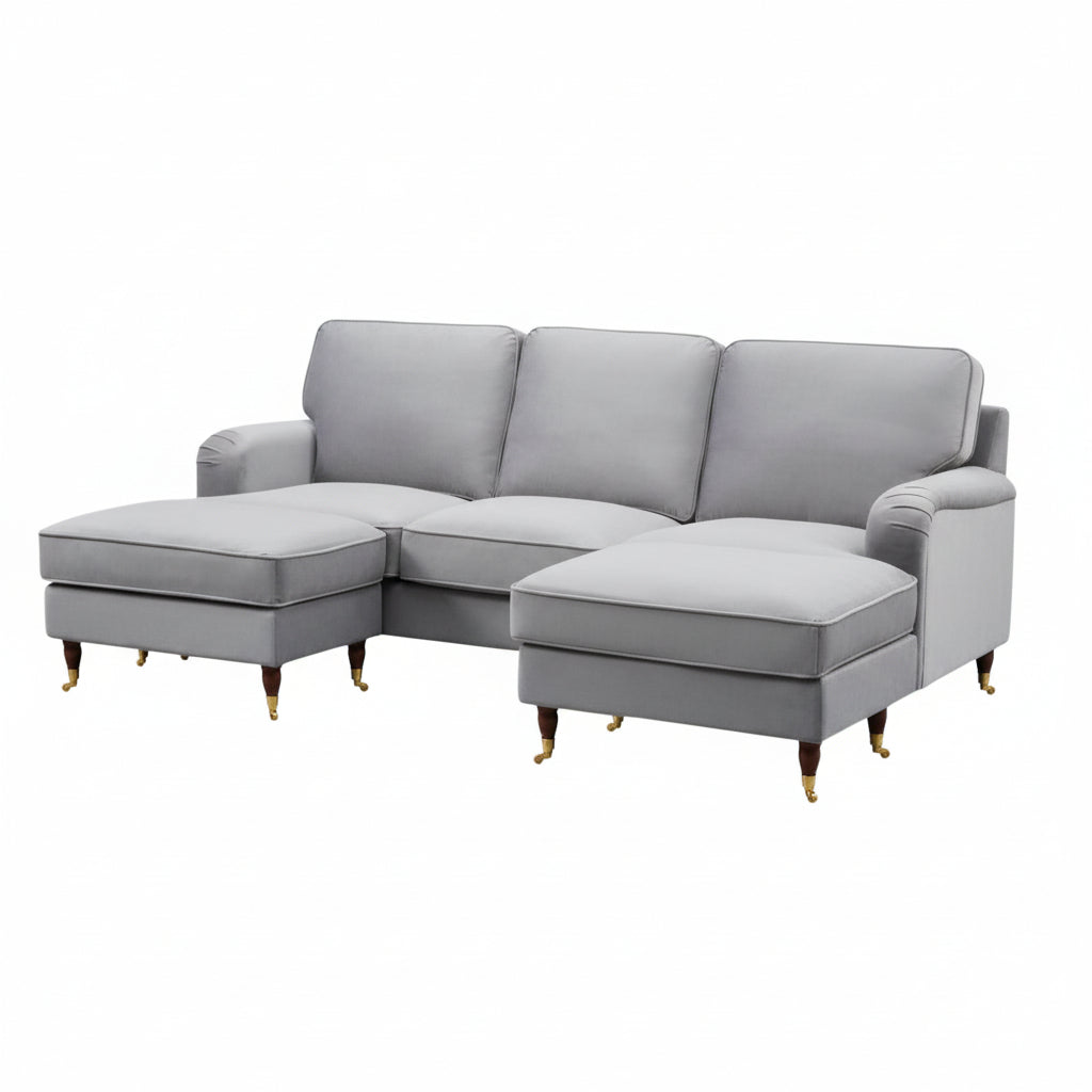 Olivia Grey Velvet U Shape Sofa by Harry Christian Home