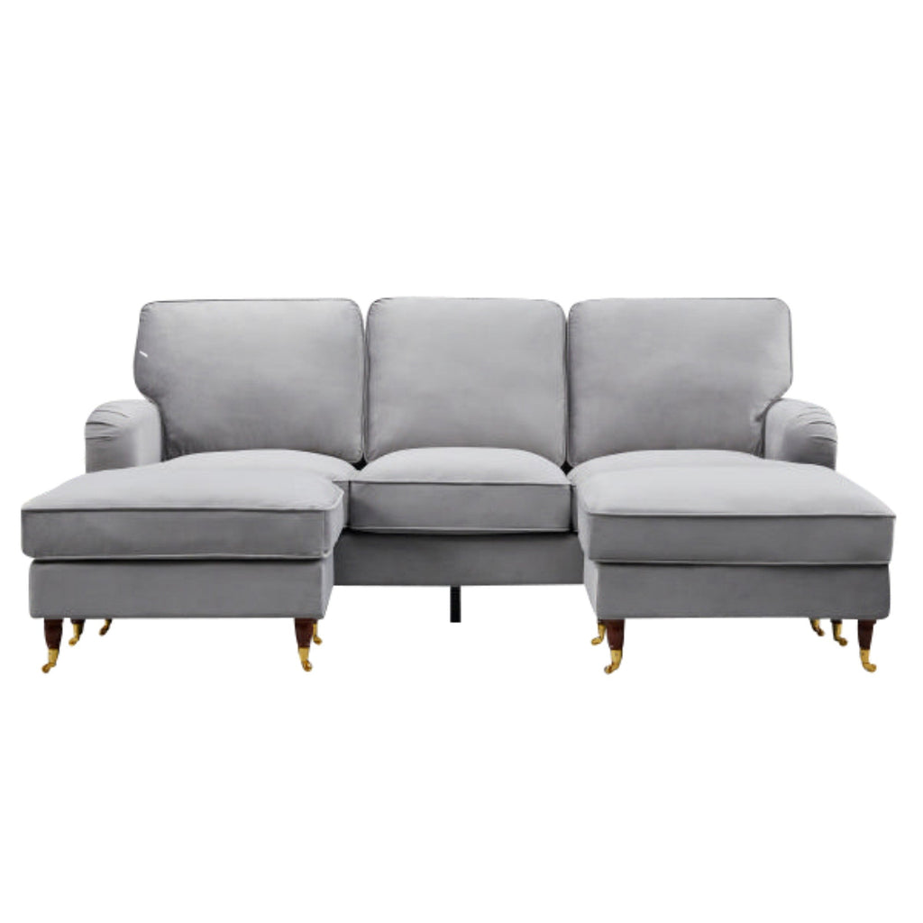 Olivia Grey Velvet U Shape Sofa by Harry Christian Home